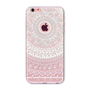 2016 New Phone Case Cover For iPhone 6 6S Soft Silicon Black Colorful Hollow transparent HENNA OJIBWE DREAM CATCHER Ethnic Triba