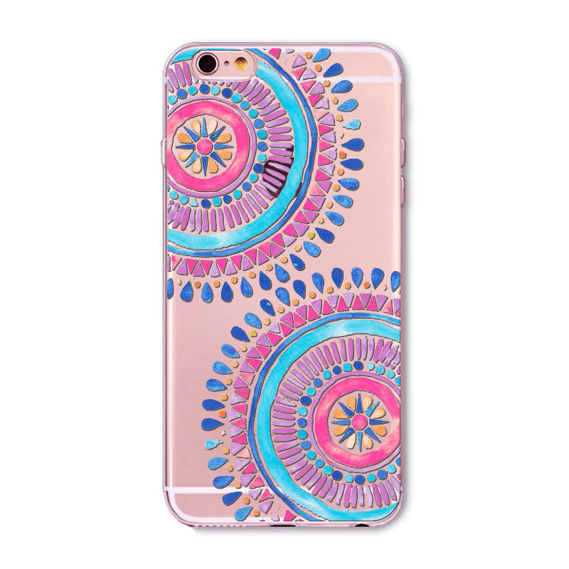 2016 New Phone Case Cover For iPhone 6 6S Soft Silicon Black Colorful Hollow transparent HENNA OJIBWE DREAM CATCHER Ethnic Triba