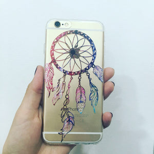 2016 New Phone Case Cover For iPhone 6 6S Soft Silicon Black Colorful Hollow transparent HENNA OJIBWE DREAM CATCHER Ethnic Triba