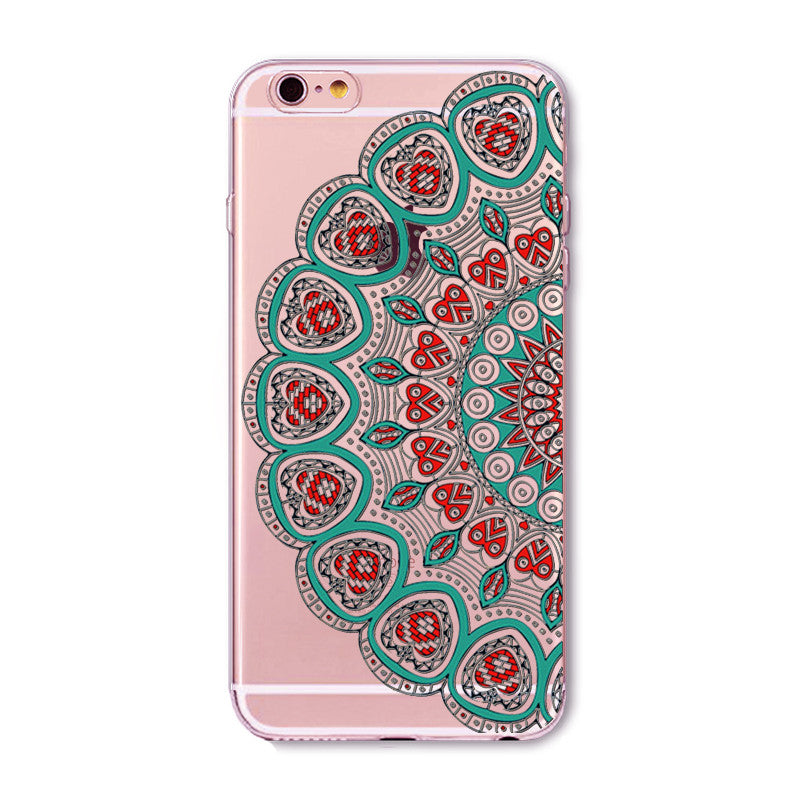 2016 New Phone Case Cover For iPhone 6 6S Soft Silicon Black Colorful Hollow transparent HENNA OJIBWE DREAM CATCHER Ethnic Triba