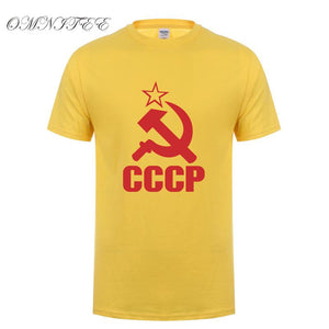 CCCP T Shirts Men USSR Soviet Union KGB Man T-shirt Short Sleeve Moscow Russia Tees Cotton O Neck Tops Free Shipping OT-117