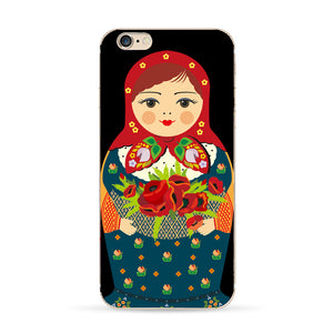 back cover for Apple iphone 6 case Lovely cartoon Russian dolls pattern painted case for iphone 6s cases TPU cover