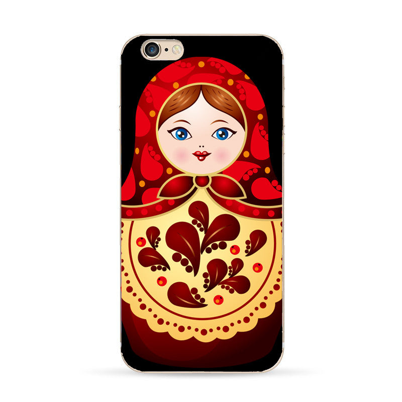 back cover for Apple iphone 6 case Lovely cartoon Russian dolls pattern painted case for iphone 6s cases TPU cover