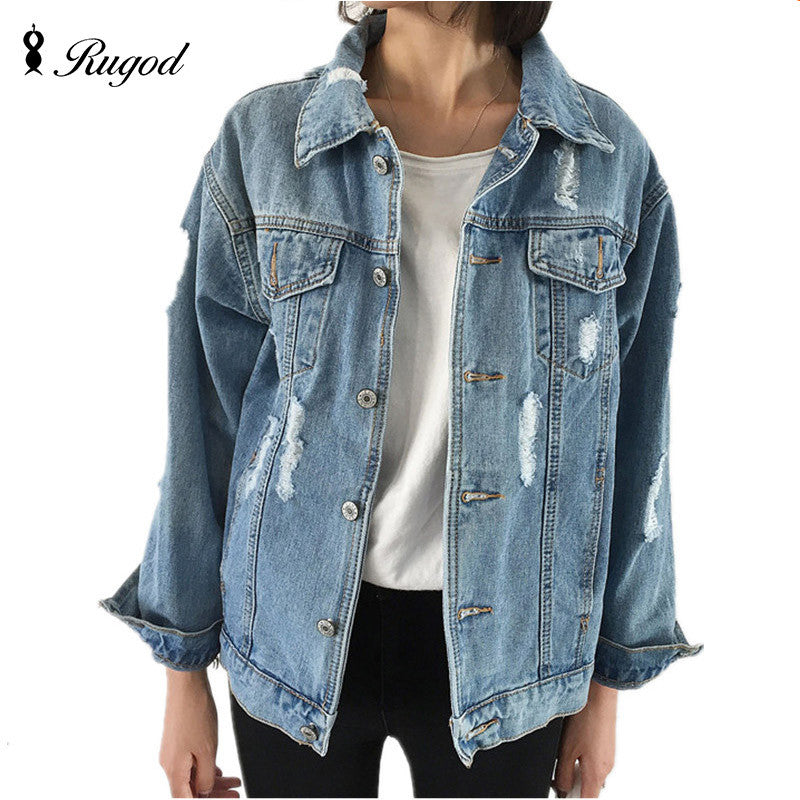 Women Basic Coats Autumn And Winter Women Denim Jacket 2017 Vintage Long Sleeve Loose Female Jeans Coat Casual Girls Outwear