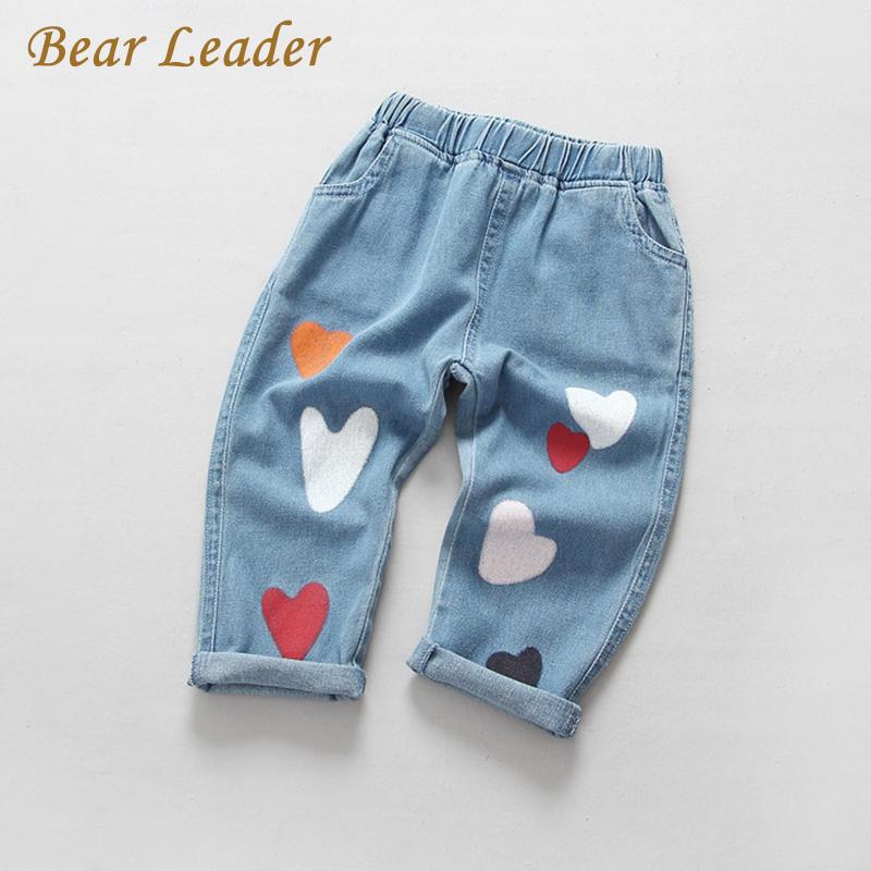 Bear Leader Boys Girls Jeans 2017 Spring Jeans Trousers Cartoon Heart Print Kids Pants Children Clothing Pantalon Fillette 3-7Y