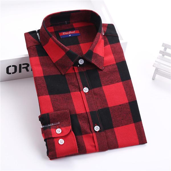 Dioufond Flannel Plaid Shirt Women Shirts Blouses Long Sleeve Plaid Blouse Causal Turn-down Collar Clothes Women Tops Fashion