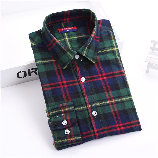 Dioufond Flannel Plaid Shirt Women Shirts Blouses Long Sleeve Plaid Blouse Causal Turn-down Collar Clothes Women Tops Fashion