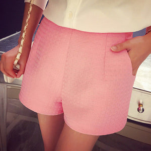 2017 New Fashion Europe and Joker dark Plaid shorts high-waisted shorts Korean Casual women Jeans Shorts crochet shorts
