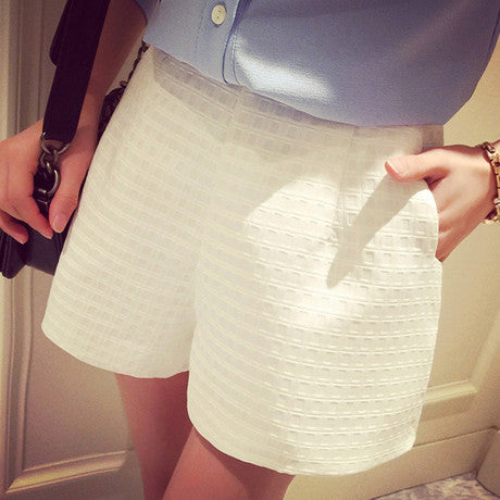2017 New Fashion Europe and Joker dark Plaid shorts high-waisted shorts Korean Casual women Jeans Shorts crochet shorts