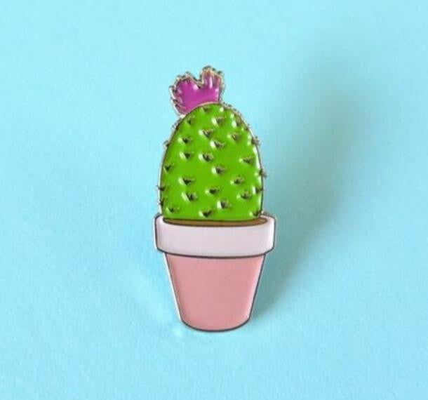 X039 New Oil Drop Cute Cactus Pots Planet Metal Brooch Pins Button Pins Girl Jeans Bag Decoration Gift Wholesale