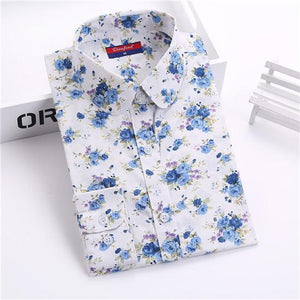 Dioufond Floral Shirts Women Blouses Blouse Cotton Blusa Feminina Long Sleeve Shirt Women Tops And Blouses 2016 New Fashion 5XL