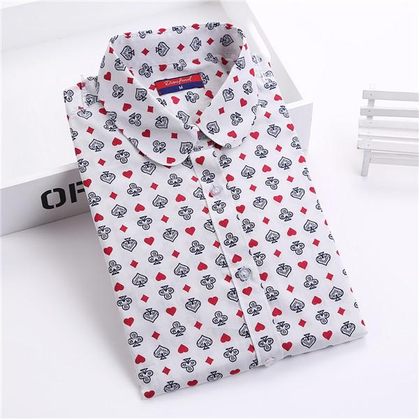 Dioufond Floral Women Blouses Polka Dot  Blouse Long Sleeve Shirt Women Cotton Camisas Femininas Blusa Feminina Ladies Tops