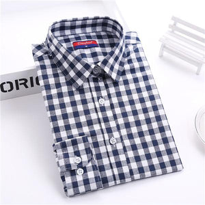 Dioufond Autumn Plaid Shirt Women Blouses Long Sleeve Blouse Women Shirts Plaid Blusas Femininas Flannel Womens Tops Fashion