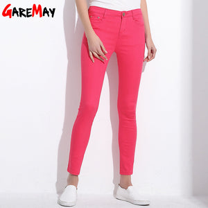 GAREMAY Women's Candy Pants Pencil Trousers 2017 Spring Fall Khaki Stretch Pants For Women Slim Ladies Jean Trousers Female 1010