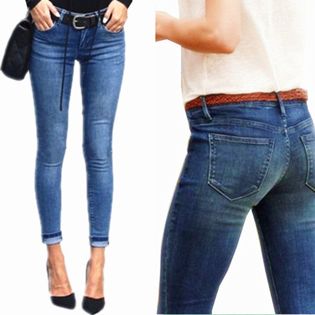 2017 Spring Summer Middle Waist Women hip-lifting Jeans Stretch Skinny Pencil Pants Black Casual Denim Boyfriend Women Jeans