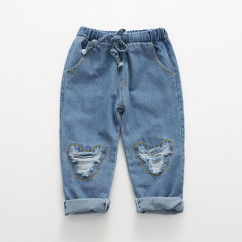 Bear Leader Boys Jeans 2017 Spring girls Jeans Kids Pants Cartoon Pettern Design Children's Denim Trousers Kids Dark Blue Pants