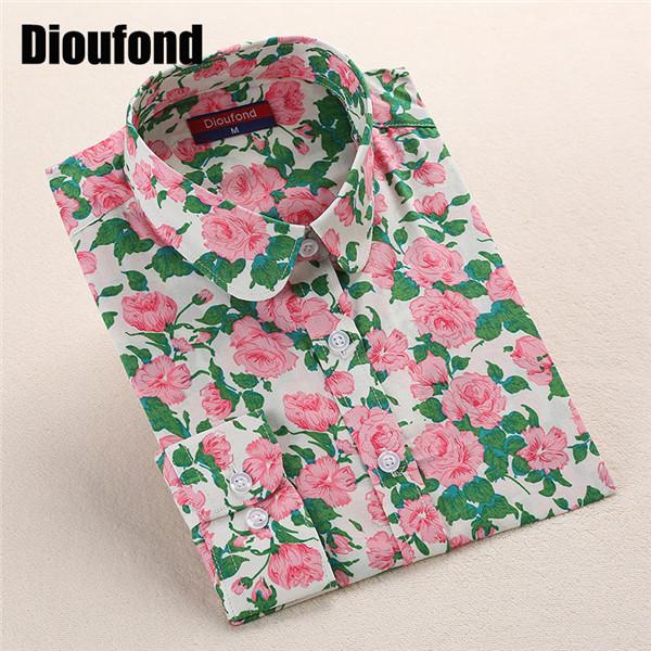 Dioufond White Red Floral Women Blouses 2017 Summer Long Sleeve Cotton Blouse Shirt Women Tops 5XL Plus Size Blusas Feminina