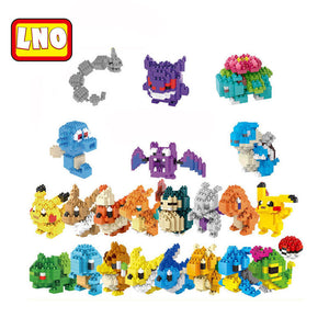 Nanoblock pikachu anime animal action figures micro building blocks miniature bricks diy juguetes 3d toys hobbies for kids.