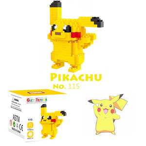 Nanoblock pikachu anime animal action figures micro building blocks miniature bricks diy juguetes 3d toys hobbies for kids.