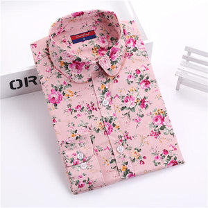 Dioufond Floral Women Blouses Polka Dot  Blouse Long Sleeve Shirt Women Cotton Camisas Femininas Blusa Feminina Ladies Tops