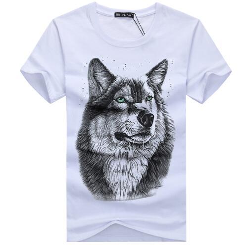 BINYUXD New Summer Brand large size 3D Wolf head T-shirt man round collar short sleeve T-shirt men fashion t shirt short sleeves