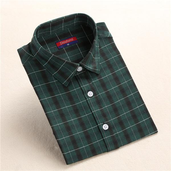 Dioufond Autumn Plaid Shirt Women Blouses Long Sleeve Blouse Women Shirts Plaid Blusas Femininas Flannel Womens Tops Fashion