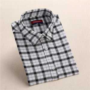 Dioufond Autumn Plaid Shirt Women Blouses Long Sleeve Blouse Women Shirts Plaid Blusas Femininas Flannel Womens Tops Fashion