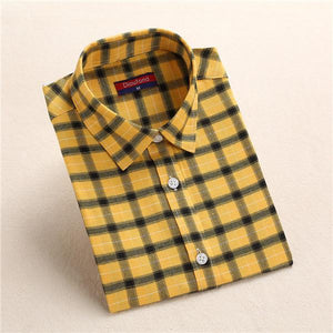 Dioufond Autumn Plaid Shirt Women Blouses Long Sleeve Blouse Women Shirts Plaid Blusas Femininas Flannel Womens Tops Fashion