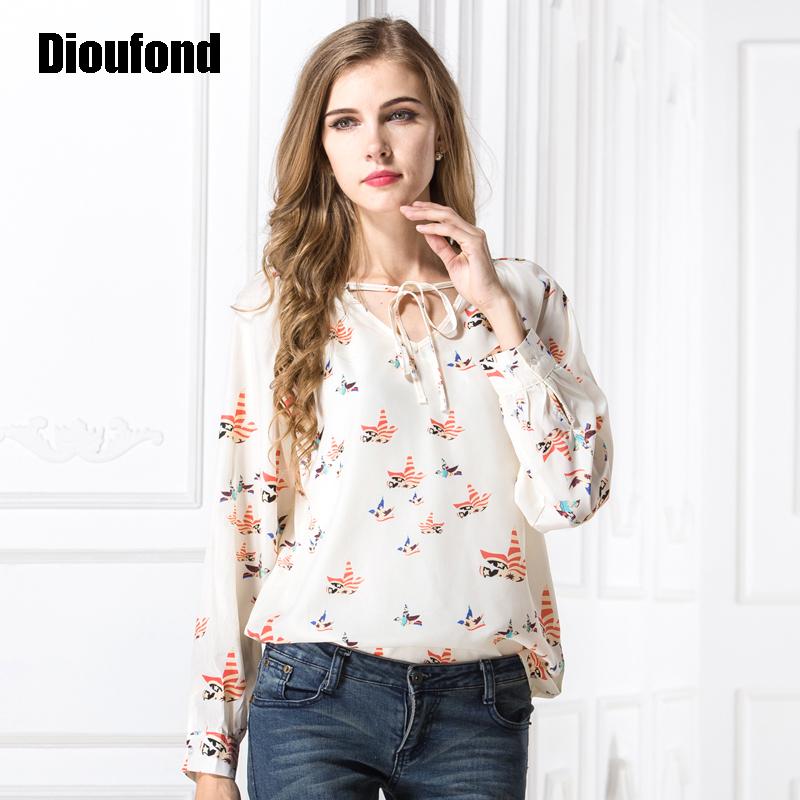 Dioufond Women Blouses Chiffon Long Sleeve Chemise Femme Ladies Tops Floral Print Shirt Women Blouse 2017 New Fashion Plus Size