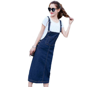 Winter Autumn Women Dungaree Pinafore Denim Jeans Pockets Overalls Vintage Sleeveless Casual Loose Long Bib Dress Kaftan Vestido