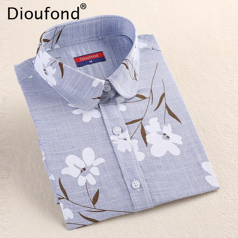 Dioufond Women Blouses Animal Cotton Shirts Women Floral Green Blouse Shirt Long Sleeve Tops Polka Dot Blusas 2016 Plus Size 5XL