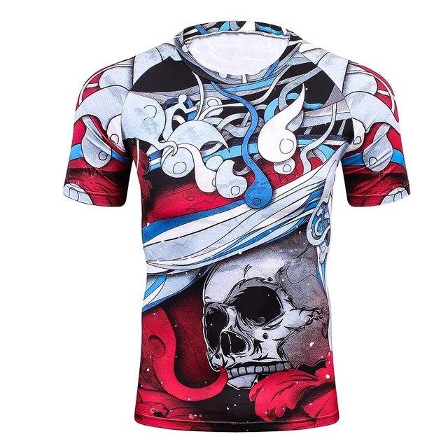 Men's Workout Clothes Short Sleeve Compression Shirt 3D Full Printing MMA Bodybuilding Tshirts Mens Gear Tee&Top Jerseys