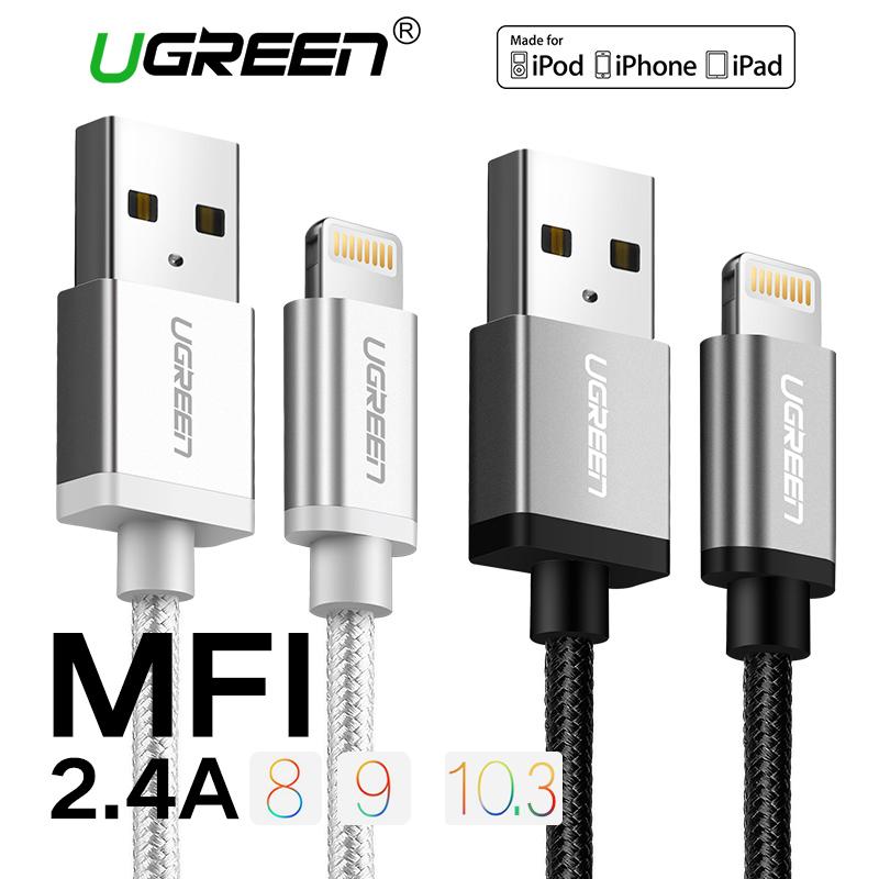 Ugreen Nylon Lightning to USB Cable for iphone 7 2.1AFast Charger USB Data Cable for iPhone 6 5 5s iPad iPod Mobile Phone Cables