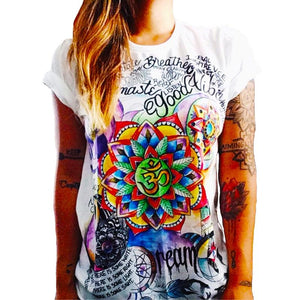 CDJLFH 2017 Summer Top Shirts Women T Shirt Graffiti Print Tshirt Plus Size T-shirt Tees Tops Fashion White Black S M L XL XXL