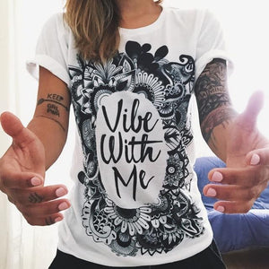 CDJLFH 2017 Summer Top Shirts Women T Shirt Graffiti Print Tshirt Plus Size T-shirt Tees Tops Fashion White Black S M L XL XXL