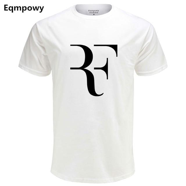 Eqmpowy Fashion Roger Federer RF Print T-Shirt Men Short Sleeve Tshirts Tops Hip Hop T shirt homme Man cotton casual T shirts