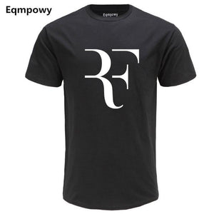 Eqmpowy Fashion Roger Federer RF Print T-Shirt Men Short Sleeve Tshirts Tops Hip Hop T shirt homme Man cotton casual T shirts