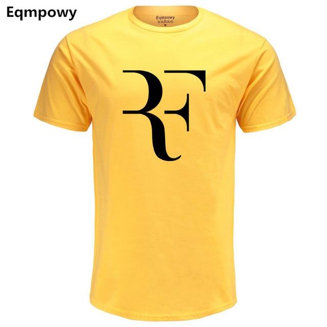 Eqmpowy Fashion Roger Federer RF Print T-Shirt Men Short Sleeve Tshirts Tops Hip Hop T shirt homme Man cotton casual T shirts