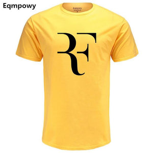 Eqmpowy Fashion Roger Federer RF Print T-Shirt Men Short Sleeve Tshirts Tops Hip Hop T shirt homme Man cotton casual T shirts