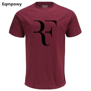 Eqmpowy Fashion Roger Federer RF Print T-Shirt Men Short Sleeve Tshirts Tops Hip Hop T shirt homme Man cotton casual T shirts