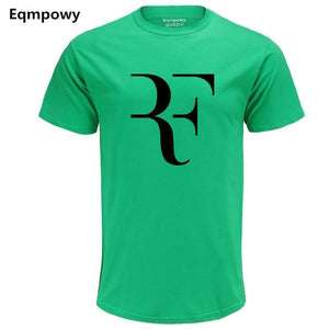 Eqmpowy Fashion Roger Federer RF Print T-Shirt Men Short Sleeve Tshirts Tops Hip Hop T shirt homme Man cotton casual T shirts