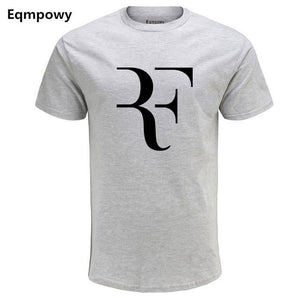 Eqmpowy Fashion Roger Federer RF Print T-Shirt Men Short Sleeve Tshirts Tops Hip Hop T shirt homme Man cotton casual T shirts