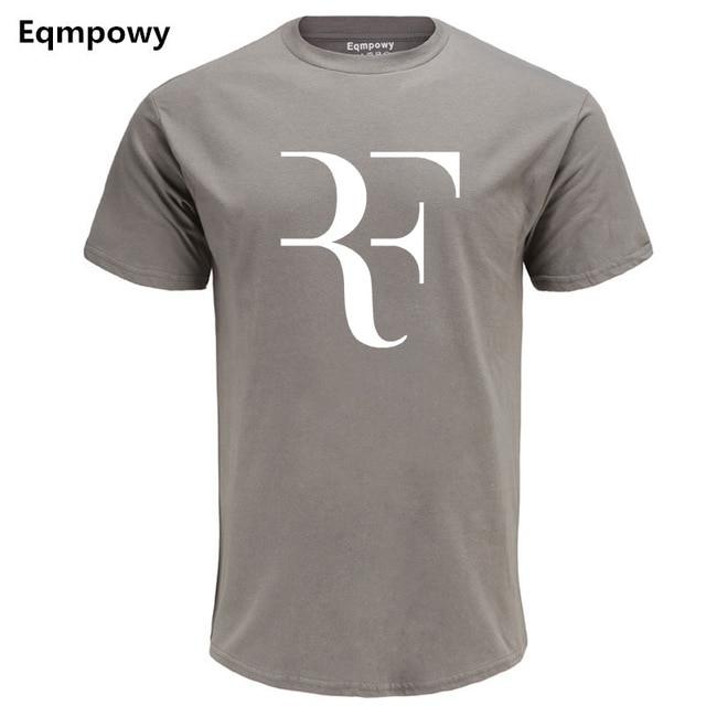 Eqmpowy Fashion Roger Federer RF Print T-Shirt Men Short Sleeve Tshirts Tops Hip Hop T shirt homme Man cotton casual T shirts