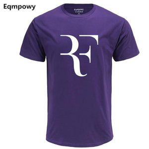 Eqmpowy Fashion Roger Federer RF Print T-Shirt Men Short Sleeve Tshirts Tops Hip Hop T shirt homme Man cotton casual T shirts