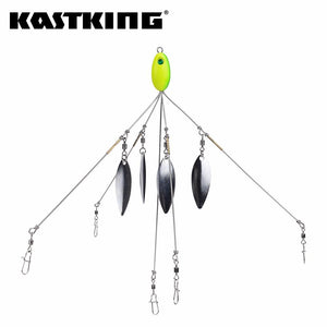 KastKing 4pcs/lot 21.2cm 23g Spinner Bait 3D Fish Eye Fishing Lure Spoon Buzzbait with 4pcs Flash Blades for Lake River Fishing