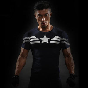 Short Sleeve 3D T Shirt Men T-Shirt Male Crossfit Tee Captain America Superman tshirt Men Fitness Compression Shirt Punisher MMA