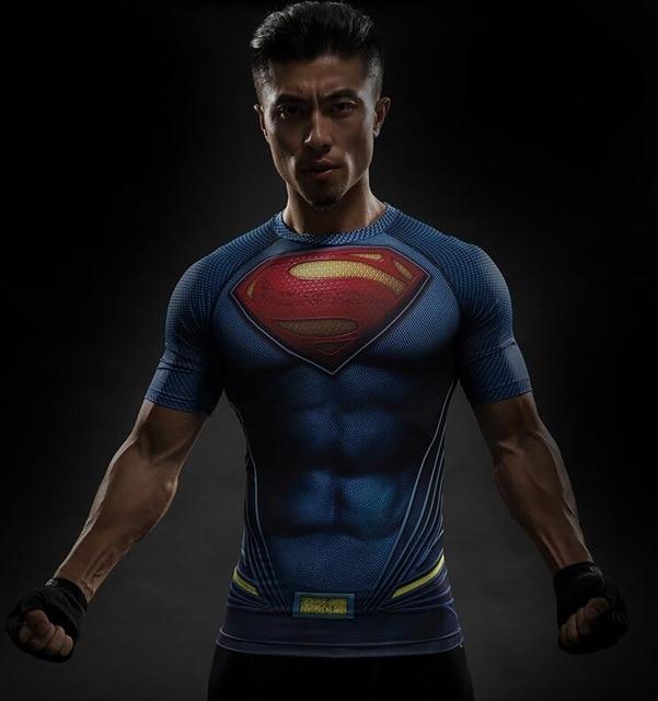 Short Sleeve 3D T Shirt Men T-Shirt Male Crossfit Tee Captain America Superman tshirt Men Fitness Compression Shirt Punisher MMA