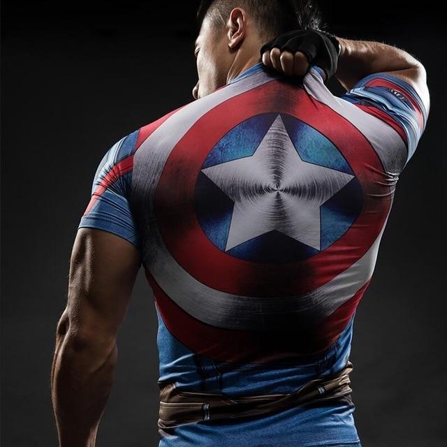 Short Sleeve 3D T Shirt Men T-Shirt Male Crossfit Tee Captain America Superman tshirt Men Fitness Compression Shirt Punisher MMA