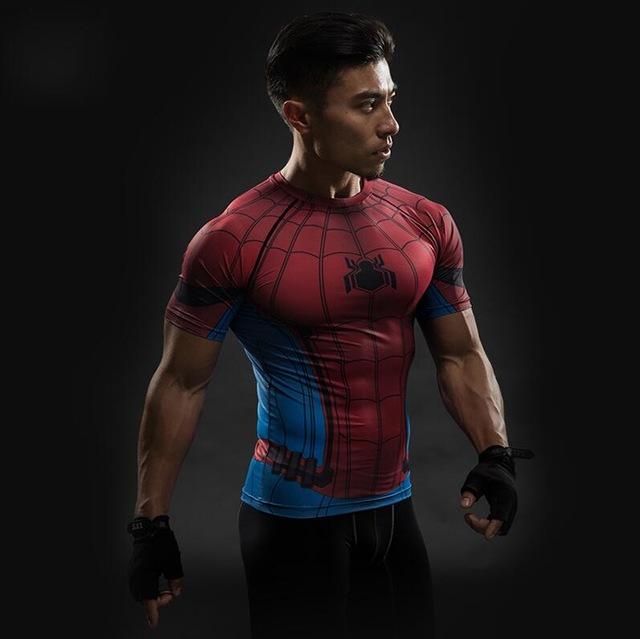 Short Sleeve 3D T Shirt Men T-Shirt Male Crossfit Tee Captain America Superman tshirt Men Fitness Compression Shirt Punisher MMA