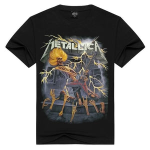 Men/Women Rock band Metallica t shirt ride the lightning tshirts Summer Tops Tees T-shirt Men Thrash Metal t-shirts Plus Size